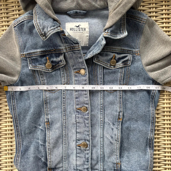 Hollister Twofer Hooded Sweatshirt Jean Jacket - Picture 4 of 8